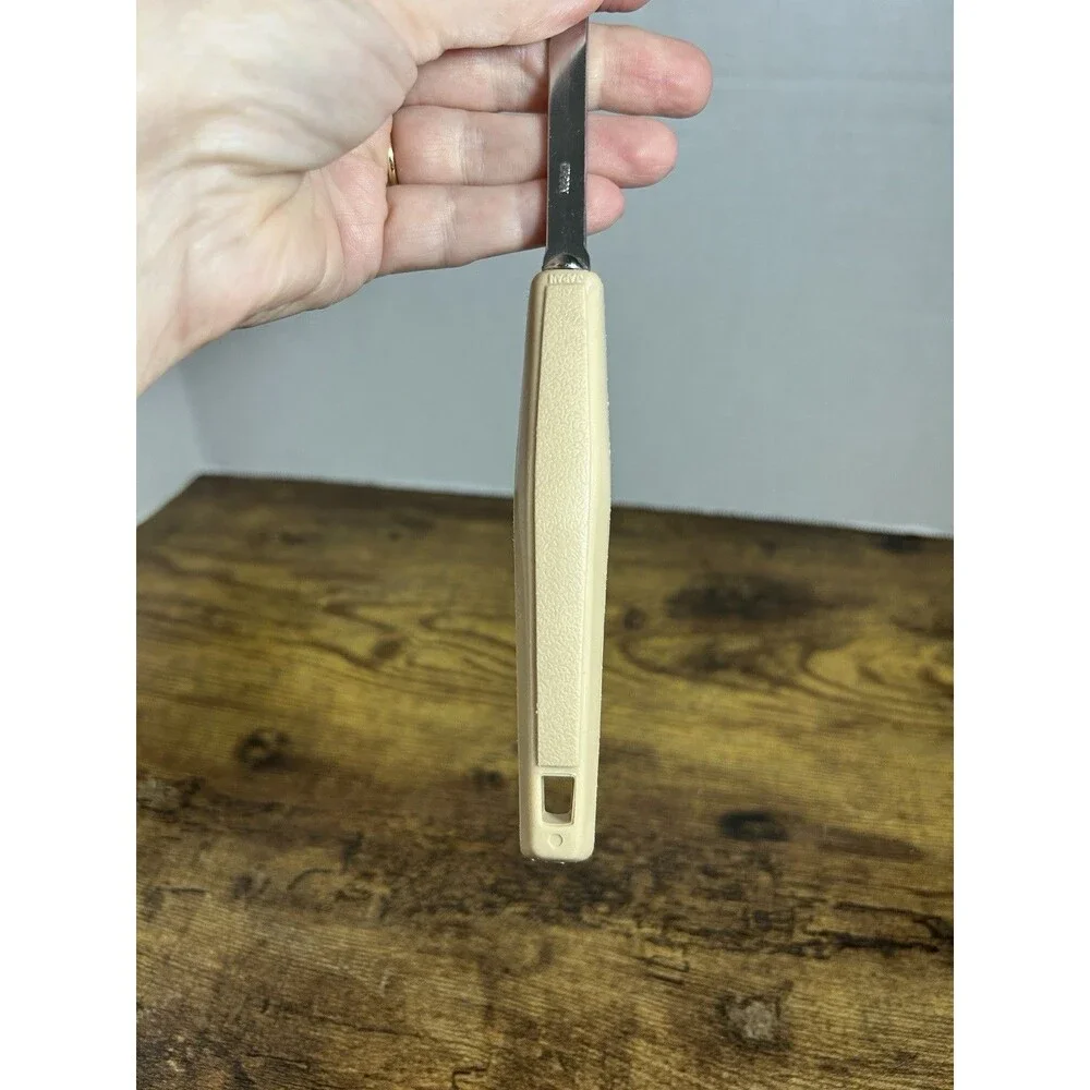 Vintage Stainless Serving Spoon Faux Wood Handle Mid Century 12” Kitchen Japan